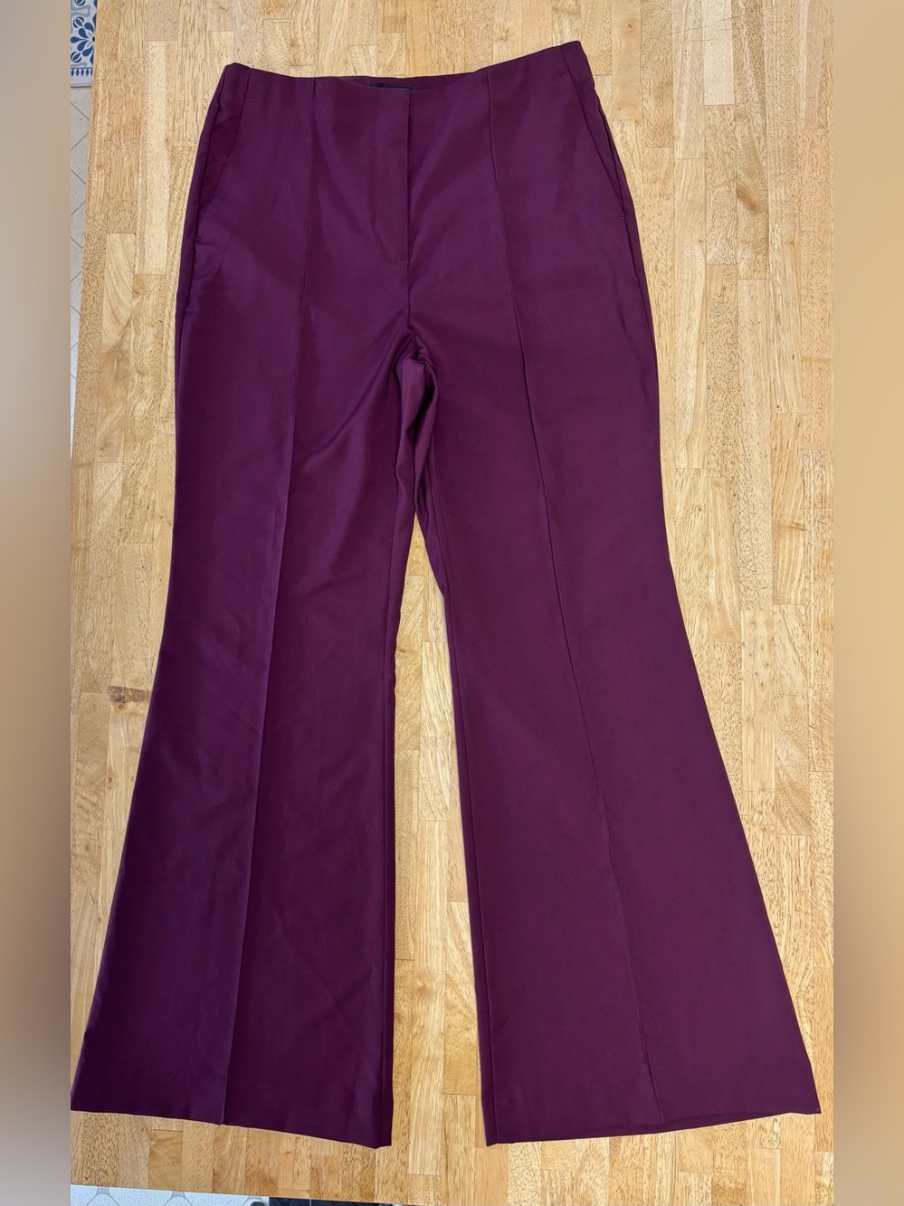 NWT Ann Taylor High Rise Flared Dress Pants Plum Burgundy Wide Leg Trousers 10